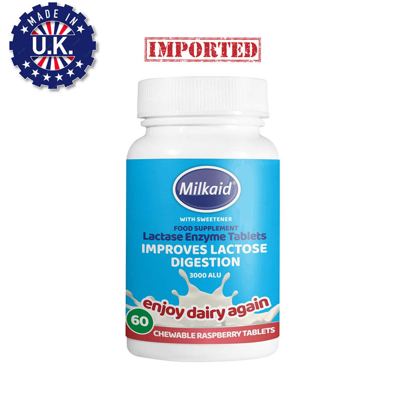 UK Milkaid Lactase Enzyme Supplement 60 Tablets Medical Mart