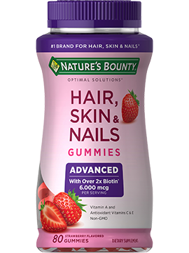 Nature's Bounty Advance with 2xBiotion Gummies 80s Hair Skin Nails