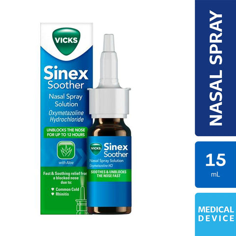 Vicks Sinex Soother Decongestant Nasal Spray For Blocked Nose 15ml