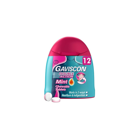 UK Gaviscon Double Action Mint Flavour Tablets – 12 Tablets